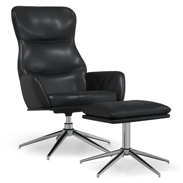 vidaXL Relaxstoel met voetensteun kunstleer glanzend zwart