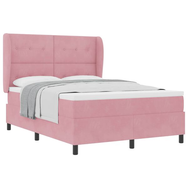 vidaXL Boxspringbed met matras Roze 200 x 160 cm Polyester