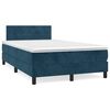 vidaXL Boxspring met matras fluweel donkerblauw 120x190 cm