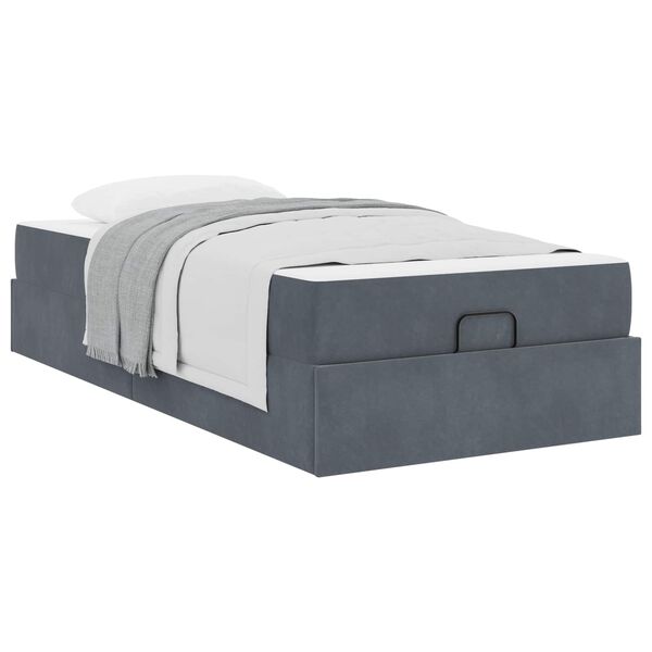 vidaXL Bedframe met matras met matras 2 pcs Dim Grijs Fluweel