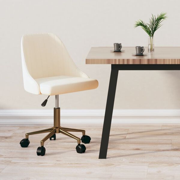 vidaXL Eetkamerstoel draaibaar fluweel cr&egrave;mekleurig