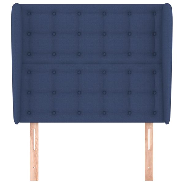 vidaXL Hoofdbord met randen 93x23x118/128 cm stof blauw