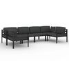 vidaXL 6-delige Loungeset met kussens aluminium antracietkleurig
