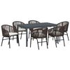 vidaXL Tuin eettafelset 7 st Bruin poly rattan