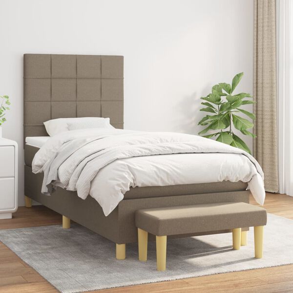vidaXL Boxspring met matras stof taupe 90x190 cm