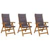 vidaXL Recliner Tuinstoelen 3 st Naturel Massief Acaciahout