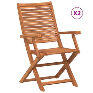 vidaXL Opklapbare stoelen met armleuningen, 2 stuks, gemaakt van massief acaciahout.