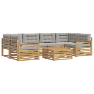 vidaXL Buiten bankenset 7 st Wit en Lichtgrijs Polyester