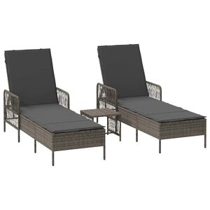 vidaXL Ligstoel 3 pcs Grijs en Donkergrijs 55 x 200 x 92 cm