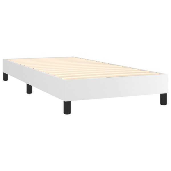 vidaXL Boxspring met matras kunstleer wit 100x200 cm