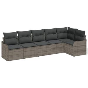vidaXL Tuin Sofa Set met opslag 6 pcs Grijs poly rattan