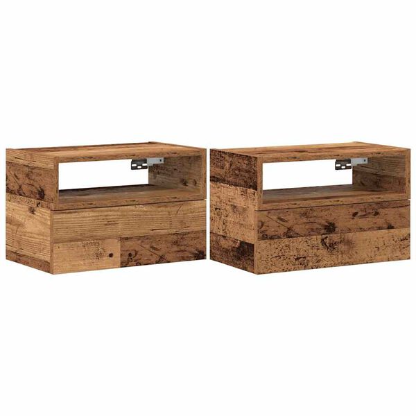 vidaXL Nachtkastjes 2 st wandgemonteerd 45x26x28,5 cm oud houtkleurig