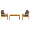 vidaXL 3-delige Loungeset met kussens massief acaciahout