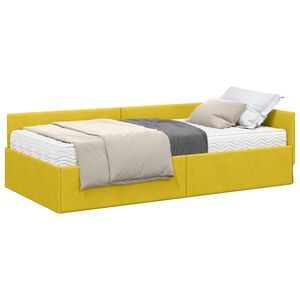 vidaXL Hoekbedframe met Matras 2 st Geel 80 x 200 cm Fluweel