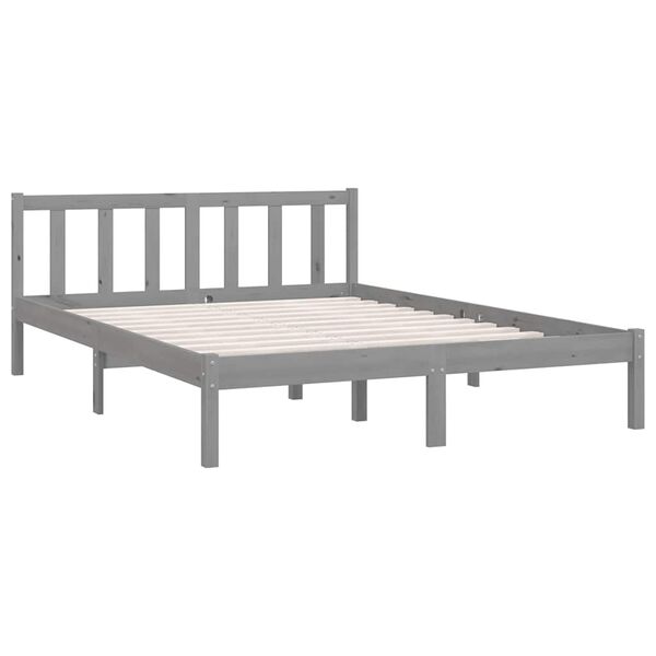 vidaXL Bedframe massief grenenhout grijs 160x200 cm