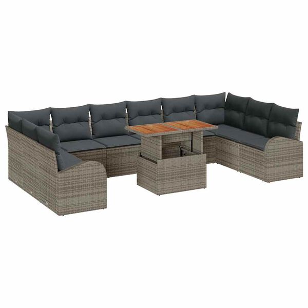 vidaXL Tuin Sofa Set met kussen 11 pcs Grijs