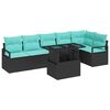 vidaXL Tuin Sofa Set met opslag 7 pcs Zwart en Blauw poly rattan