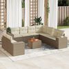 vidaXL 10-delige Loungeset met kussens poly rattan beige