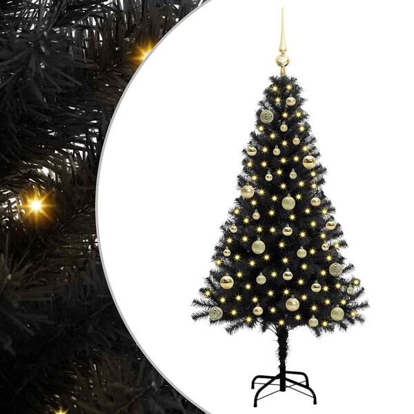 vidaXL Kerstboom met 150 LED met standaard Zwart 150 cm PVC