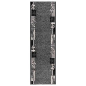 vidaXL Tapijtloper FLORNES Geweven Grijs Bladeren 67 x 250 cm PP 7 mm