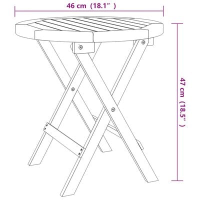 vidaXL Tuintafel inklapbaar Ø 46 cm massief acaciahout wit