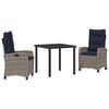 vidaXL Tuin eettafelset 3 st Grijs poly rattan