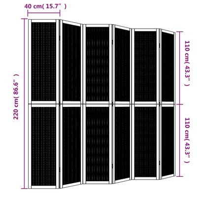 vidaXL Kamerscherm met 6 panelen massief paulowniahout bruin