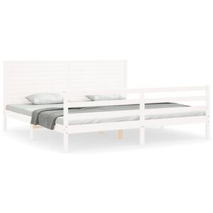 vidaXL Bedframe met hoofdbord massief hout wit 200x200 cm