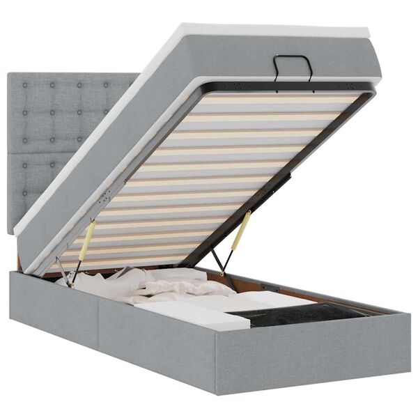 vidaXL Bed poef met matras en LED's stof 80x200 cm lichtgrijs