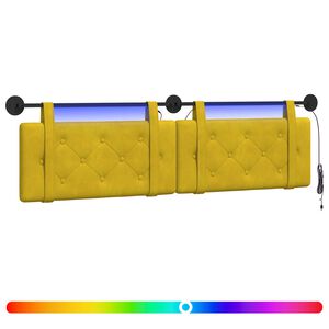 vidaXL Hangend hoofdbord Met LED-verlichting Geel Fluweel