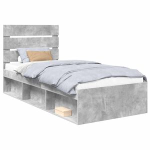 vidaXL Bedframe Concerte Grijs 90 x 190 cm Massief grenenhout