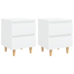 vidaXL Nachtkastjes 2 st met grenenhouten poten 40x35x50 cm wit