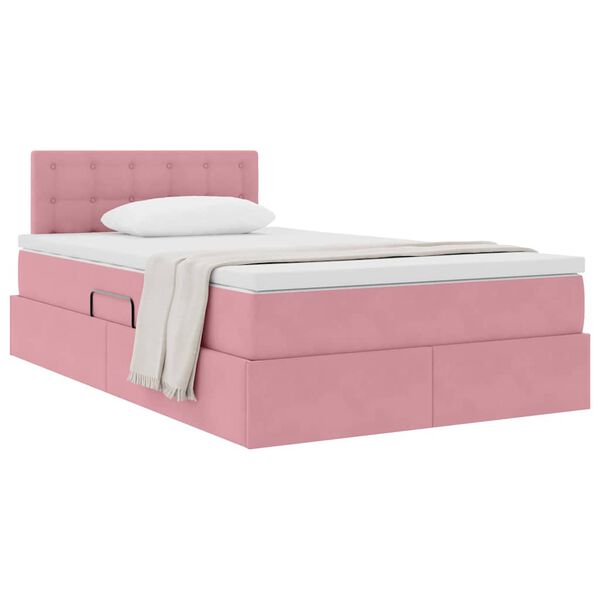 vidaXL Opslag bed met matras met hoofdeinde Roze 120 x 190 cm Fluweel