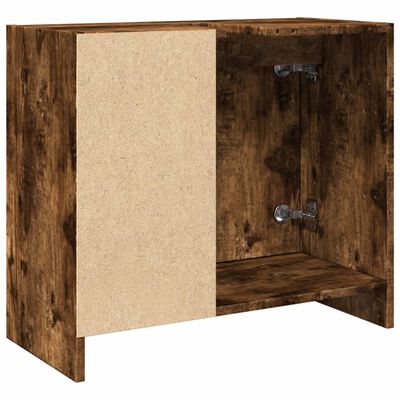 vidaXL Wastafelkast 63x29x55 cm bewerkt hout gerookt eikenkleurig