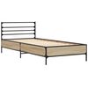 vidaXL Bedframe bewerkt hout en metaal sonoma eikenkleurig 75x190 cm