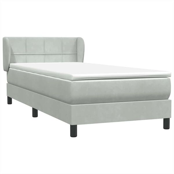 vidaXL Boxspring met matras fluweel lichtgrijs 80x210 cm