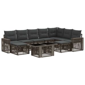 vidaXL Tuinbankenset 10 st Grijs en Donkergrijs poly rattan