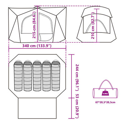 vidaXL Tent 5-persoons waterdicht groen