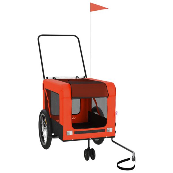 vidaXL Hondenfietstrailer oxford stof en ijzer oranje en zwart