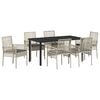 vidaXL Tuin eettafelset 7 st Lichtgrijs poly rattan