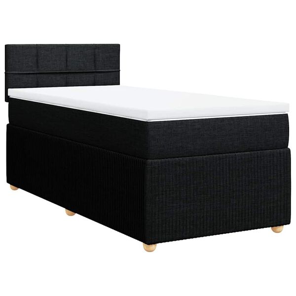 vidaXL Boxspring met matras stof zwart 90x190 cm