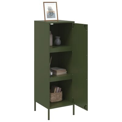 vidaXL Hoge kast 36x39x113 cm staal olijfgroen