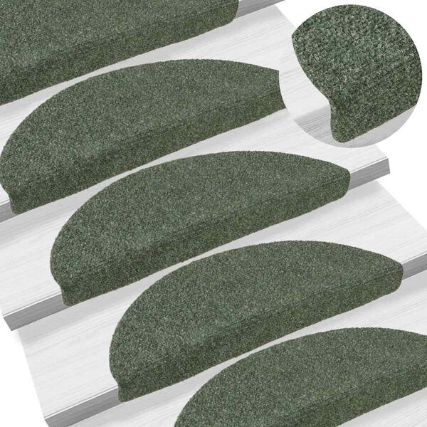 vidaXL Trapmatten Zelfklevend 5 stuks 56x17x3 cm Groen Halfrond