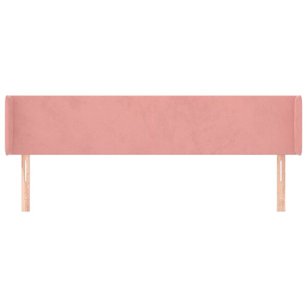 vidaXL Hoofdbord met randen 163x16x78/88 cm fluweel roze