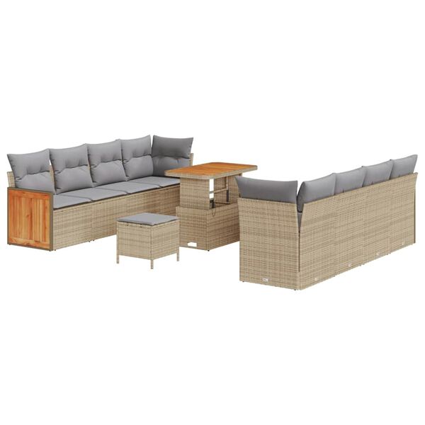 vidaXL Tuin Sofa Set met kussen 11 pcs beige en lichtgrijs