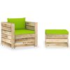 vidaXL 2-delige Loungeset met kussens groen ge&iuml;mpregneerd hout