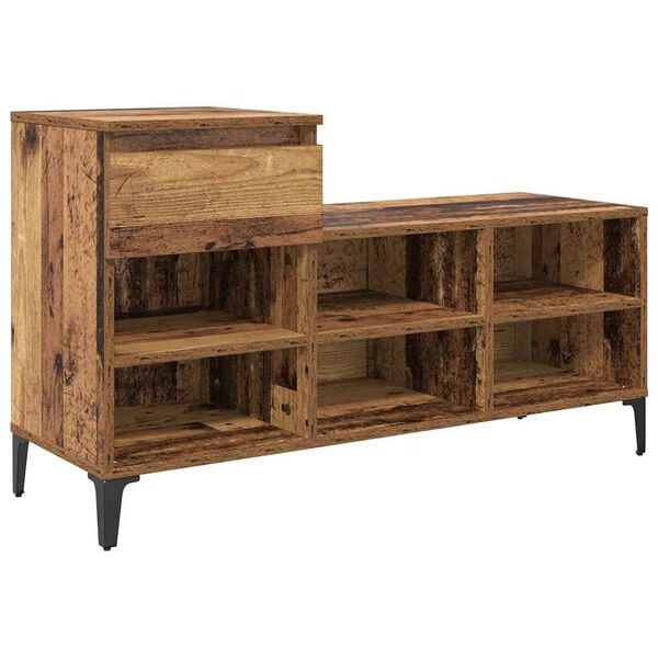 vidaXL Schoenenkast met lade Oud hout 102 x 36 x 60 cm Bewerkt hout