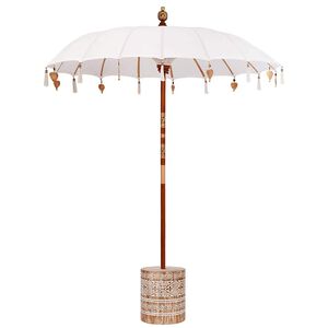vidaXL Balinese parasol met basis 250 Cr&egrave;me en Wit 190 x 190 x 250 cm