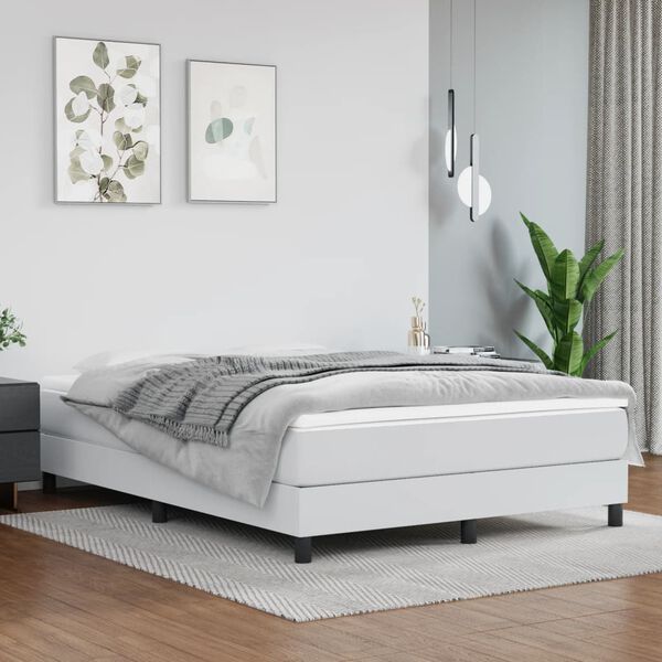 vidaXL Boxspring bed kunstleer wit 140x200 cm