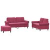 vidaXL 3-delige Loungeset met kussens fluweel wijnrood